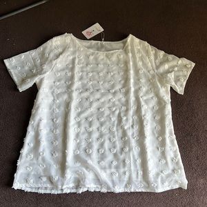 White blouse with Polka dot trim